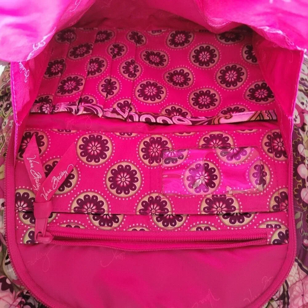 Vera Bradley Pink Paisley Quilted Daypack with Floral Trim